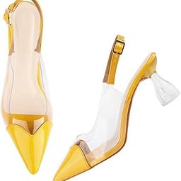 tryme Womens Alluring Ravishing Transparent Chunky Heel Bellies Fashion Pointed Mules For Party and Formal Occasions-picture-7