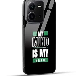 NDCOM for VIVO V25 5G Back Cover My Mind is My Weapon Printed Glass Case-picture-54