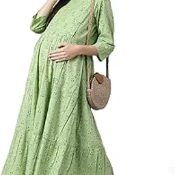 negen Cotton Maternity Dresses for Women with Feeding Zip - Floral Breastfeeding Maternity Gown Kurti for Pregnant Women - Nursing Pre and Post Pregnancy Wear-picture-40