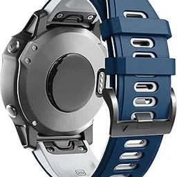 Zitel® Watch Band Compatible with Garmin Fenix 7X, Fenix 6X/6X Pro, Fenix 5X/5X Plus, Fenix 3/3 HR, Descent MK1, D2 Delta PX, D2 Charlie, 26mm Sport Strap (Blue/White)-image-7