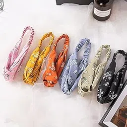 5 PcsNew Cross Knot Elastic Hairbands for girls Women Sweet flroal Print Headbands Twist Turban Bandage Headwrap Hair Accessories Hot Hair Accessories for Women RANDOM COLOR-image-46