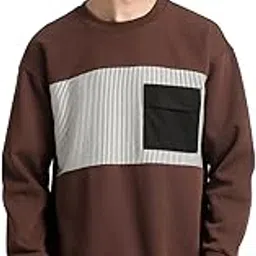 the bear house Men Brown Colour Blocked Relaxed Fit Sweatshirt-picture-21