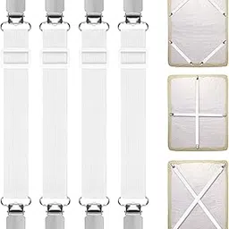 4 PCS Bed Sheet Clips, Adjustable Bed Sheet Straps, Elastic Sheet Straps Suspenders Clips for Bedding, Fitted Bed Sheet Grippers to Keep Your Sheets in Place-image-75