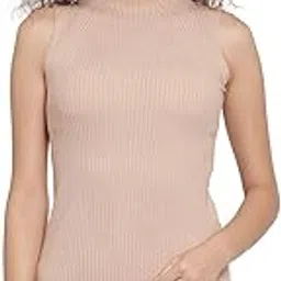 global republic Solid Knit Regular Fit Round Neck Sleeveless Skivvy for Women-picture-36