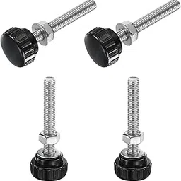 uxcell 4 Sets Knurled Knobs Thumb Screws with Nuts Washers, Metric M8 x 60mm Male Thread 25mm Plastic Head, 304 Stainless Steel Stud Hand Knobs Clamping Thumbscrews Handles, Black-picture-41