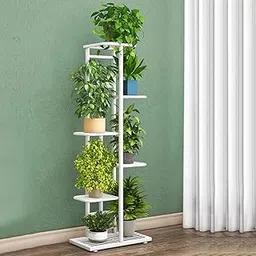 Pivalo 6-Tier Plant Stand Vertical Indoor Planter Display Multiple Flower Pots Shelf Outdoor Decorative Rack for Garden Terrace Balcony Patio- White, Pack of 1-image-98