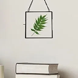 Collection Home Decor Glass & Metal Hanging Frame/Photo frame Black with 2 sided glass for Wall Decoration. (3x3)-picture-19