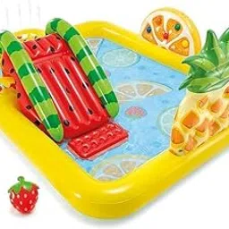 GORMERY Fun'N Fruity 8ft x 6.25ft x 4in Outdoor Inflatable Kiddie Pool Water Play Center with Water Slide, Sprinklers and 6 Play Balls for Ages 2 and Up-picture-32