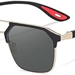 spadeaces Designer Square Sunglasses, Black Frame with Gold Accents, UV Protection-picture-37