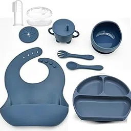 SPY KIDS® 7-Piece Premium Silicone Baby Feeding Set | BPA-Free, Microwave & Dishwasher Safe | Tableware Kit for Babies & Toddlers with Suction Plate, Bowl, Cup, Spoon, Fork, Bib & Finger Toothbrush-picture-26