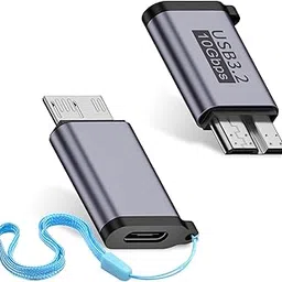 USB C to Micro B Adapter 10Gbps, 2 Pack, Compatible for Micro USB 3.0 Devices, Supports USB3.2(10Gbps), Plug-and-Play, Easy to Carry, Secure Connection, Includes Keychain Strap-image-16