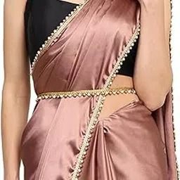 sataz Women's Ready to Wear Satin Silk One Minute Readymade Saree With Unstiched Blouse (Brandy Rose)-picture-29