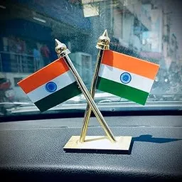 SHAMSI ARTS Indian Flag for Car Dashboard, Flag for Office Table, Flag for Study Table Hindustan Tiranga (Car Dashboard Flag) Cross Design (Pack of1)-image-63