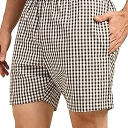 zoiora 100% Pure Cotton Brown Checkered Shorts for Men | Cotton Boxer for Gents with Pocket | Shorts for Men | Cotton Boxer for Gents-picture-12