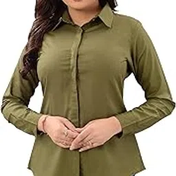 Women's Giza Cotton Formal Shirt with Buttoned Closure & 3/4 Sleeves (QS_7295)-image-16