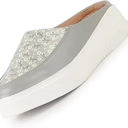 fausto Women's Stiched Floral Print Back Open Height Enhancer Flatform Heel Slip On Casual Shoes-picture-15