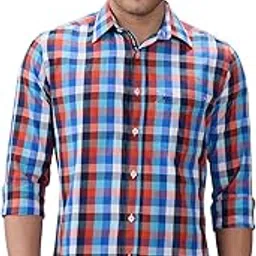 kenneth cole New York Men's Cotton Checks Premium Casual Shirt - Slim Fit, Long Sleeves, Spread Collar, Chest Pocket-picture-52