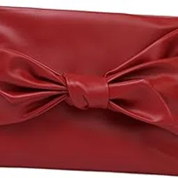 Bow Clutch Bag Decoration PU Leather Evening Handbag for Wedding Lady Dating Red|Clothing, Shoes & Accessories | Womens Handbags & Bags-image-36
