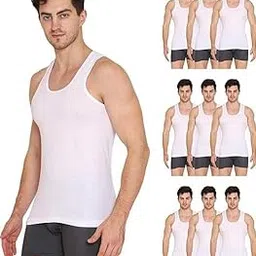 VIP Bonus Premium Vest Men's RN Sleeveless Cotton White Size 75, Pack of 10-picture-26