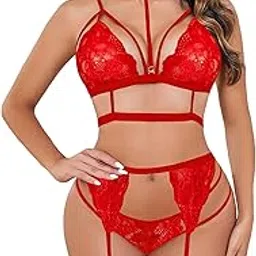 Exciting Lives Red Lace Lingerie Set for Women-image-29