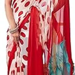 satrani Women's Georgette Geometric Printed Satin Stripe Saree with Unstitched Blouse Piece-picture-31