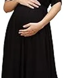 zelena Maternity Zipless Feeding Dress for Women | 95% Viscose 5% Elastane Pre & Post Pregnancy Dresses for Pregnant Woman | Nursing Dress for Easy Breastfeeding with Pockets for Mothers-picture-55