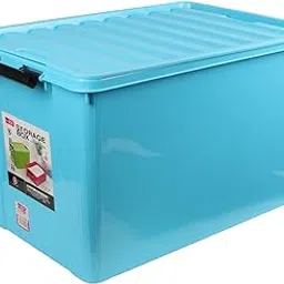 BUCKLE UP Plastic Multipurpose Storage Box With Lid - 60 Litres Storage Box (Blue)-picture-32