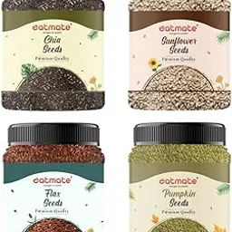 Eatmate Seed Combo of 4 (Chia, Pumpkin, Sunflower & Flax) 250gms each (1kg total) Jar Pack | Immunity combo for Weight Management| Immunity buster combo | Mix Seeds for Eating | Diet Snacks | Superfood-picture-14