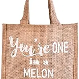 Heart Home Jute Lunch Bag |Reusable Lunch Bag with Handle Melon-Print Lunch Bag | Small | Brown-picture-14