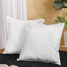 ROSARAHOME White Set of 2 Burnout Square Cushion Covers-picture-11