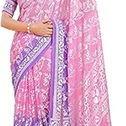 garden vareli Viscose Brasso Floral Print Saree with Unstitched Blouse Piece-picture-34