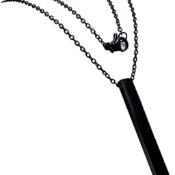 PAVILONN Men’s Jewellery Stainless Steel Pendant Necklace for Men & Boys – 3D Cuboid Bar/Stick Locket, Minimalist Black Pendant, Stylish Modern Jewellery Gift-image-0