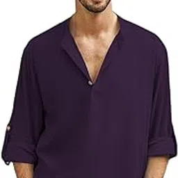 knowted Cotton Blend Solid Casual Slim Fit Mandarin/Chinese Collor Short Kurta for Men (KRTBTN43)-picture-19