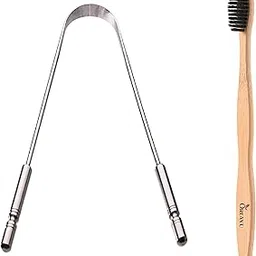 Bamboo Charcoal Manual Toothbrush With Surgical Grade Stainless Steel Tongue Cleaner Total Oral Care For Adults-picture-30