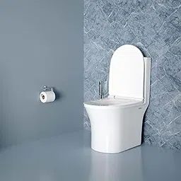 Ruhe® 40x20x10 Inches Dune Ceramic Western Toilet, P-Trap | White Glossy Finish, Rimless Design, Dual-Flush System, Anti-Bacterial Glaze | Include Soft-Close Seat Cover, Dual Flow Flushing Kit, Gasket-picture-27