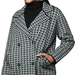 tamiska by narendra kumar Women's Viscose Blend Double-Breasted Houndstooth Sweater Jacket-picture-30