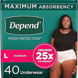 Depend FIT-Flex Incontinence Underwear for Women, Disposable, Maximum Absorbency, Large, Blush, 40 Count-picture-26