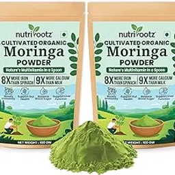 NUTRIROOTZ 100% Cultivated Organic Moringa Powder| Sahjan Drumstick Leaf Powder| Superfood For Immunity, Digestion, Energy, Weight Loss, Hair & Skin| Rich in Vitamin & Protein 100 GMS Each (Pack of 2)-picture-17