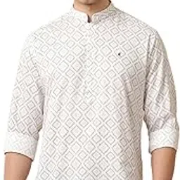 cavallo by linen club Men's White Printed Slim Fit Full Sleeves Cotton Linen Casual Shirt-picture-52