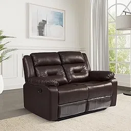 Amazon Brand - Solimo Costa 2 Seater Leatherette Manual Recliner (Brown) image 1