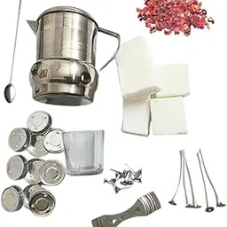 UnnatiTraders Premium Candle Making Kit | DIY Soy Wax Kit with Wax Pouring Kettle, Dried Flowers, Wick, Wick Holder, Glass Jar & Tools | Candle Making Supplies for Home & Gift Set-picture-14