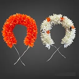 SHRI MATAJI Store Artificial Garland Flower Juda Gajra Hair Bun Accessory for Women Orange and White (Pack of 2)-image-45