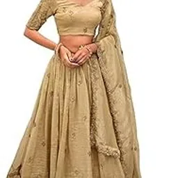 looknbook art Wome's gold crush with plain lehenga choli-picture-11