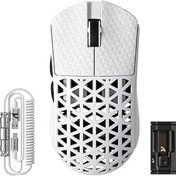 ATTACK SHARK R5Ultra Shadow Carbon Fiber Wireless Gaming Mouse Ultra Light 39g±3 PAW3950MAX Wireless 2.4g/bluetooth/USB-C Nordic52840 Mouse with Coil Cable and Grip Tape (White)-picture-33