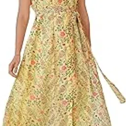 janasya Women's Green Georgette Floral Printed A-line Dress-picture-19