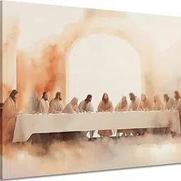 Framed The Last Supper Canvas Wall Art Painting Bible Story Christian Jesus and Twelve Apostles Painting Picture Wall Decor Poster Print Artwork for Office Church bedroom Home Decoration-image-6