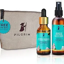 Pilgrim Look Your Best Face Serum & Hair Serum Combo| Vitamin C Night Serum 30ml For Skin Brightening & Argan Oil Hair Serum 100ml For Silky Hair-picture-46