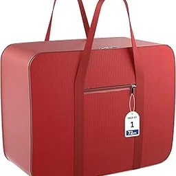 Kuber Industries Underbed Storage Bag|Rexine Jumbo Blanket Cover|Lightweight Storage Bag|Foldable Razai Bag|Zipper Storage Bag For Clothes with Handle|Large (Red), 27 cm-image-86