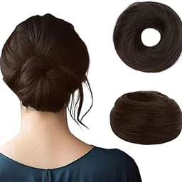 BLUSHIA Natural Human Hair Buns - Messy Juda Bun - Donut Scrunchies with Elastic Rubber band - Natural Brown - 1 Pc-image-84