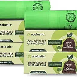 Ecolastic 100% Compostable & Eco-friendly Garbage Bags I MEDIUM (19 x 21 in.) I 60 bags I Pack of 4 I Capacity 35L I Green Colour-picture-40